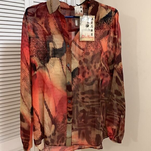 NWT Da-Nang Multicolor 100% Silk Blouse - Picture 5 of 9